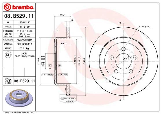 Brembo 08.B529.11 - Тормозной диск abcparts.ee