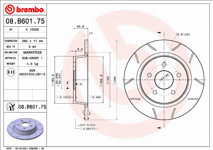 Brembo 08.B601.75 - Тормозной диск abcparts.ee
