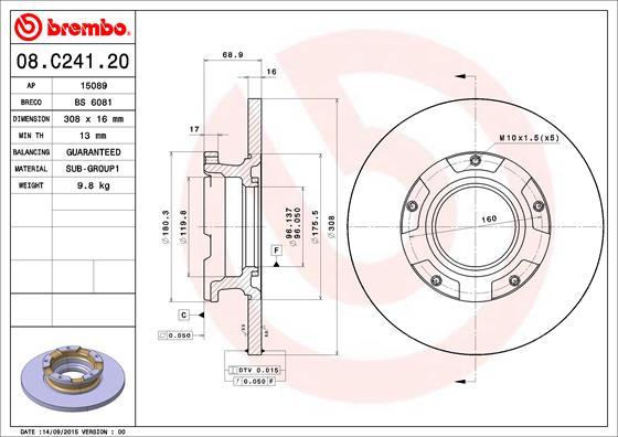 Brembo 08.C241.20 - Тормозной диск abcparts.ee