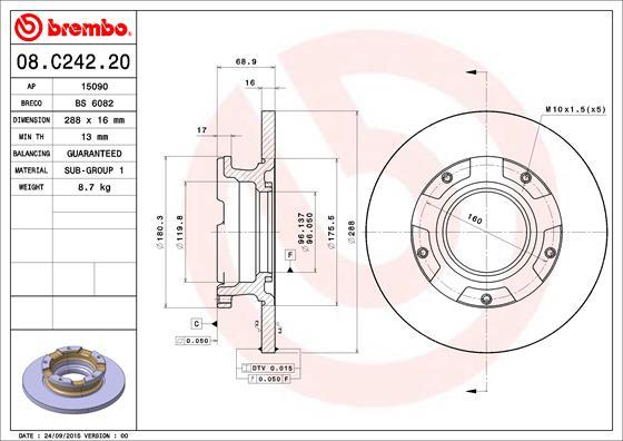 Brembo 08.C242.20 - Тормозной диск abcparts.ee