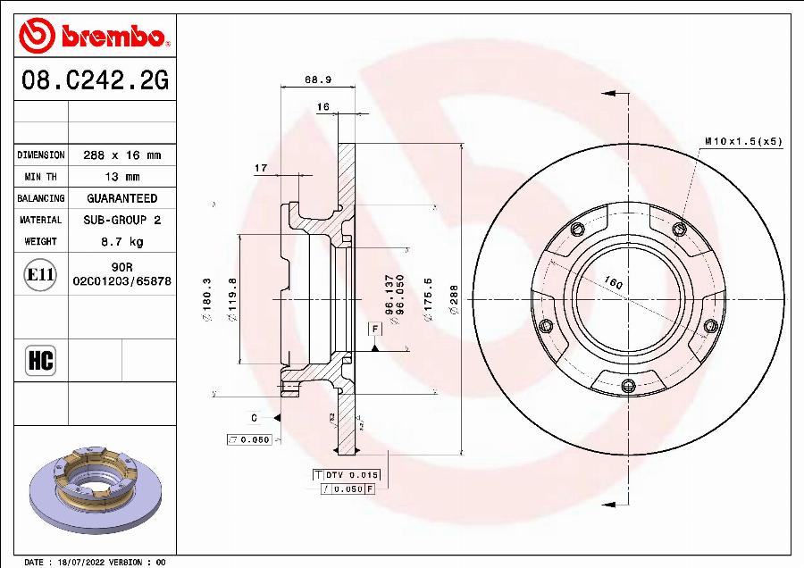 Brembo 08.C242.2G - Тормозной диск abcparts.ee