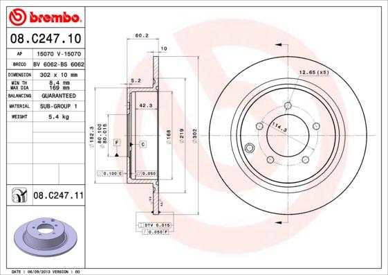 Brembo 08.C247.11 - Тормозной диск abcparts.ee