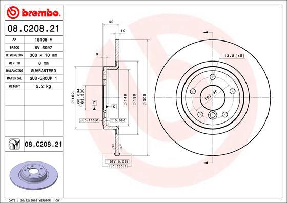Brembo 08.C208.21 - Тормозной диск abcparts.ee