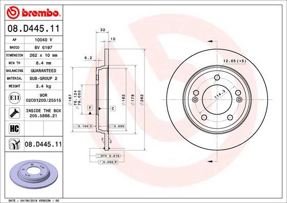 Brembo 08.D445.11 - Тормозной диск abcparts.ee