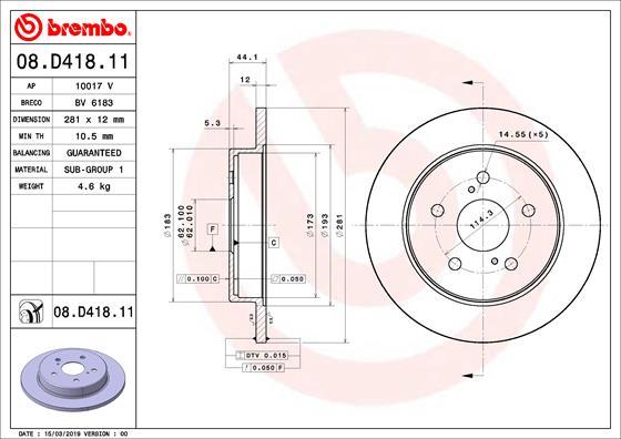 Brembo 08.D418.11 - Тормозной диск abcparts.ee