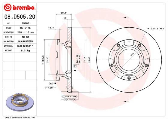 Brembo 08.D505.20 - Тормозной диск abcparts.ee