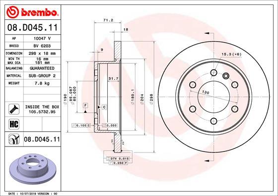 Brembo 08.D045.11 - Тормозной диск abcparts.ee