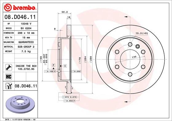 Brembo 08.D046.11 - Тормозной диск abcparts.ee