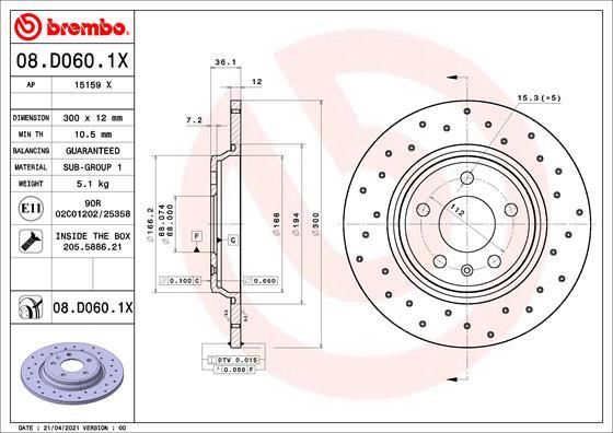 Brembo 08.D060.1X - Тормозной диск abcparts.ee