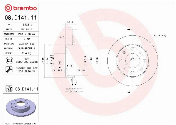 Brembo 08.D141.11 - Тормозной диск abcparts.ee