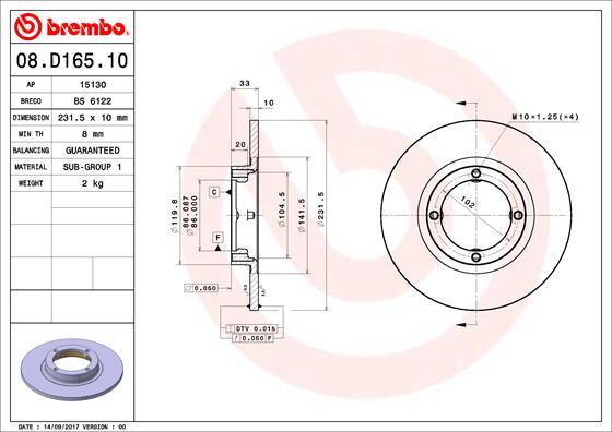 Brembo 08.D165.10 - Тормозной диск abcparts.ee