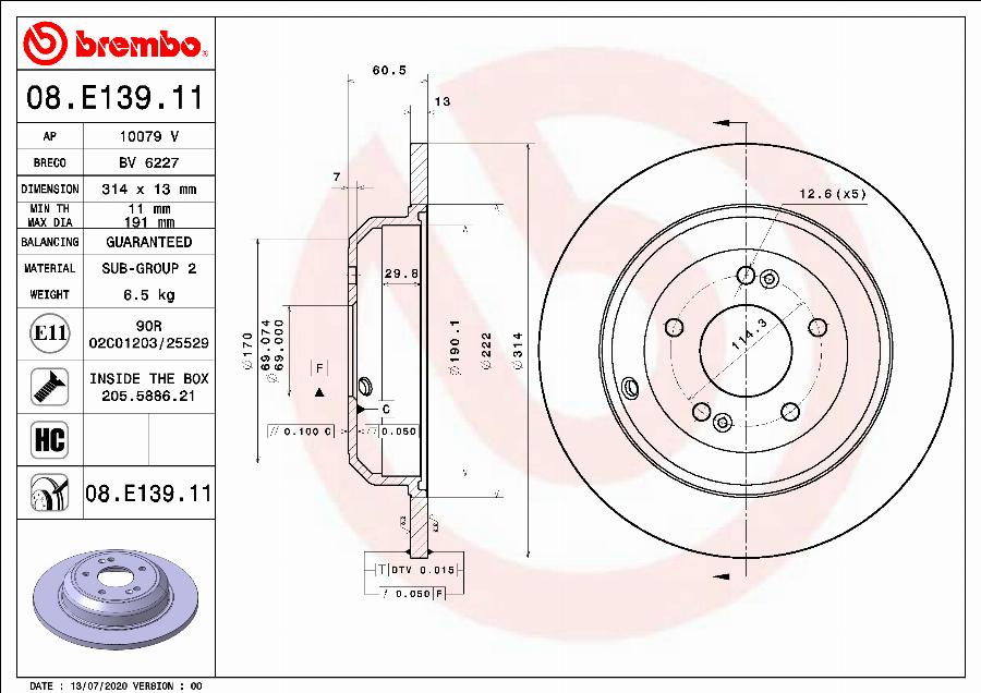 Brembo 08.E139.11 - Тормозной диск abcparts.ee