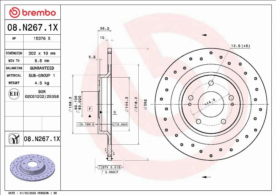 Brembo 08.N267.1X - Тормозной диск abcparts.ee