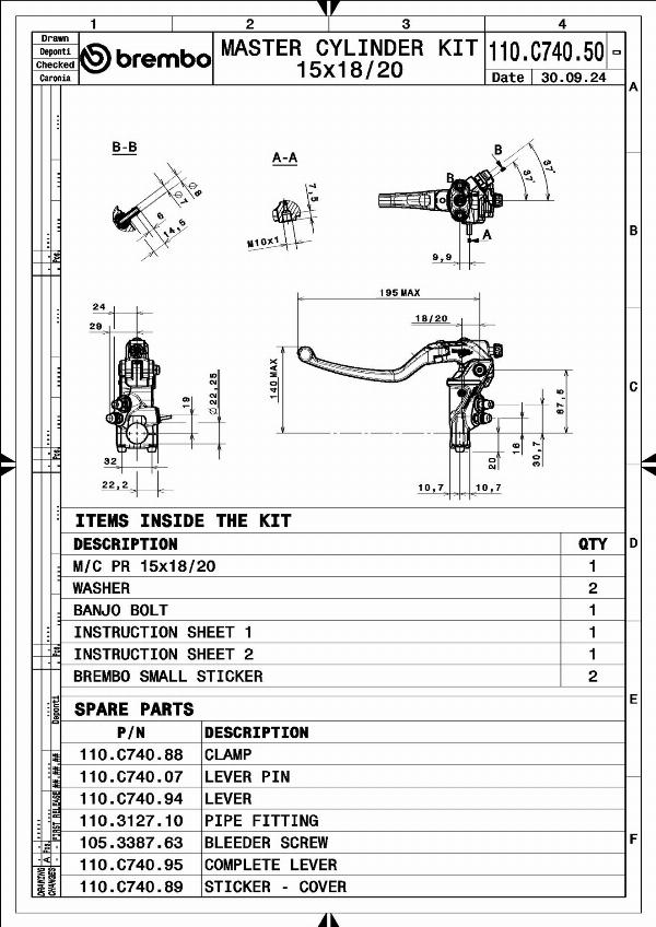 Brembo 110C74050 - Главный цилиндр, система сцепления abcparts.ee