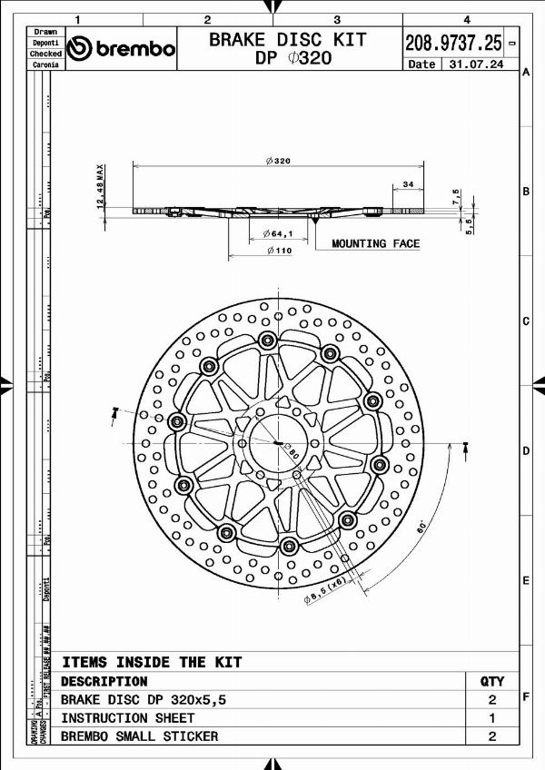Brembo 208973725 - Тормозной диск abcparts.ee