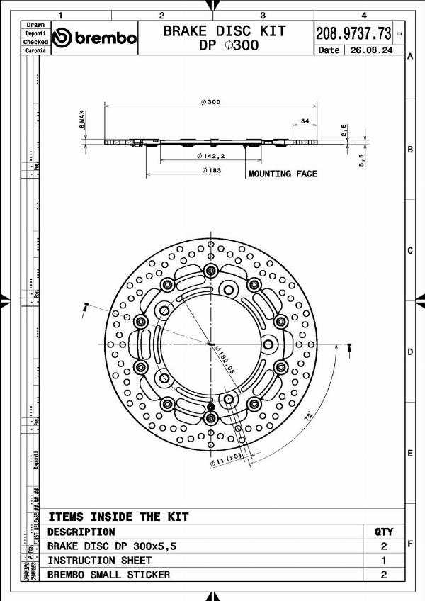 Brembo 208973773 - Тормозной диск abcparts.ee