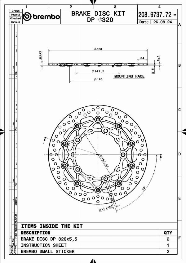 Brembo 208973772 - Тормозной диск abcparts.ee