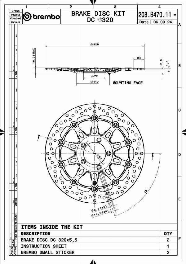 Brembo 208B47011 - Тормозной диск abcparts.ee