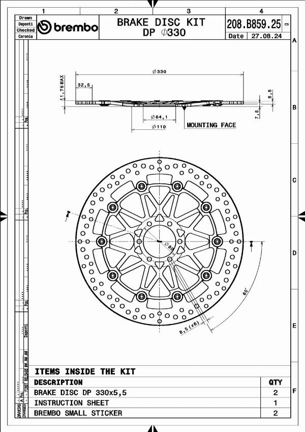 Brembo 208B85925 - Тормозной диск abcparts.ee