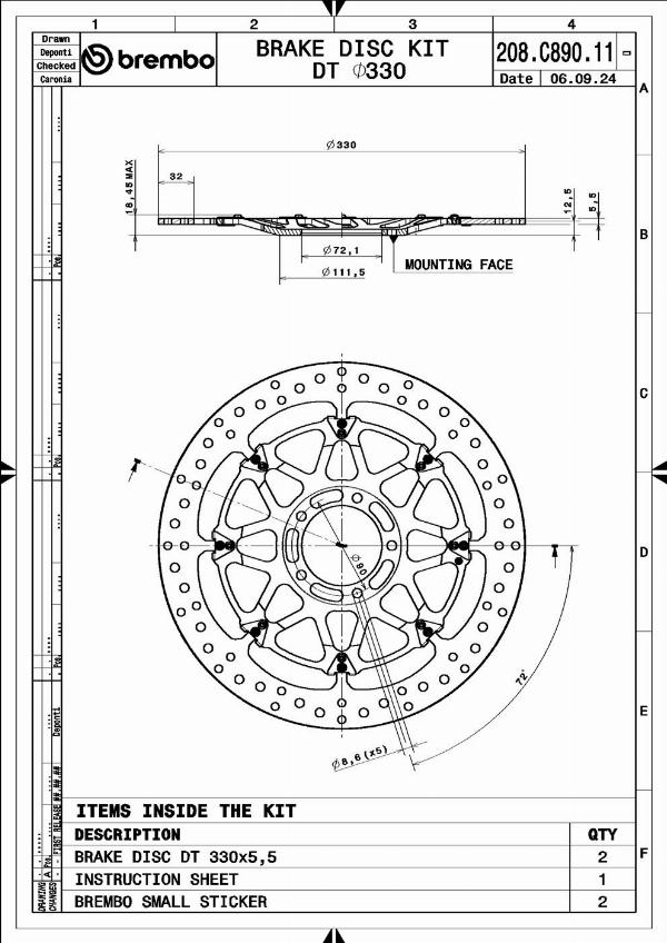 Brembo 208C89011 - Тормозной диск abcparts.ee
