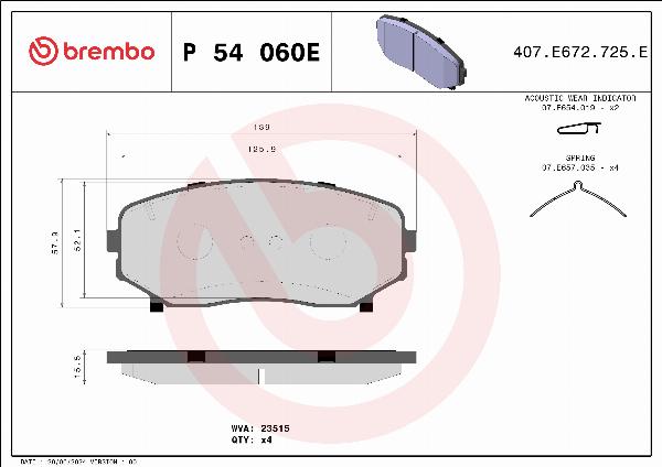 Brembo P 54 060E - Тормозные колодки, дисковые, комплект abcparts.ee