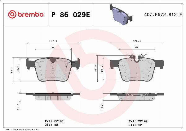 Brembo P 86 029E - Тормозные колодки, дисковые, комплект abcparts.ee