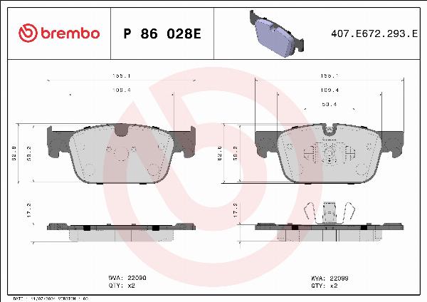 Brembo P 86 028E - Тормозные колодки, дисковые, комплект abcparts.ee