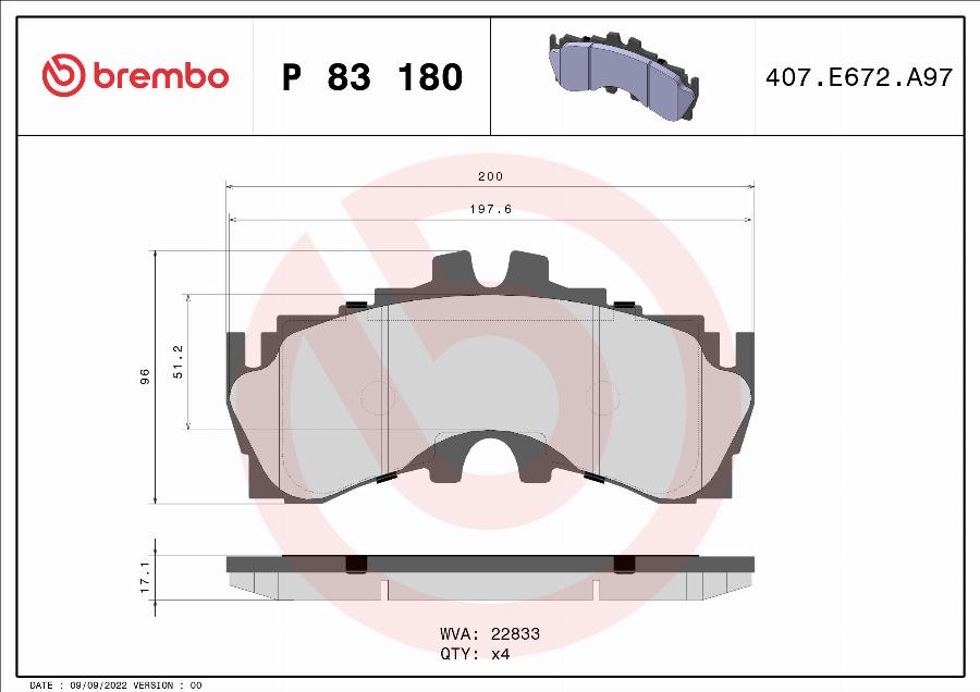 Brembo P 83 180 - Тормозные колодки, дисковые, комплект abcparts.ee