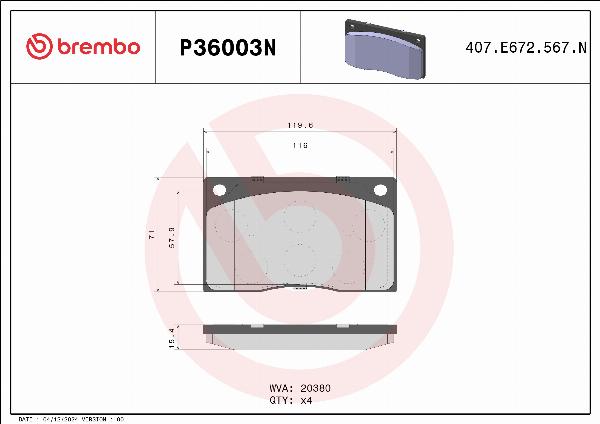 Brembo P36003N - Тормозные колодки, дисковые, комплект abcparts.ee
