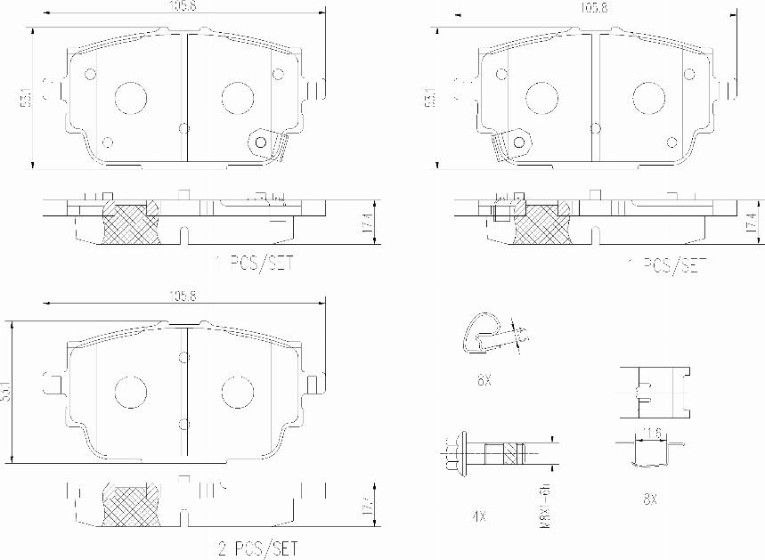 Brembo P 33 003 - Тормозные колодки, дисковые, комплект abcparts.ee