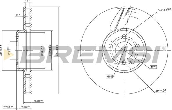 Bremsi CD8619VLS - Тормозной диск abcparts.ee