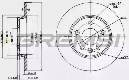 Bremsi DBB012S - Тормозной диск abcparts.ee