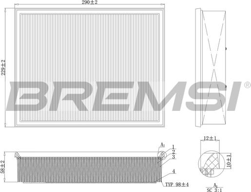 Bremsi FA1225 - Воздушный фильтр двигателя abcparts.ee