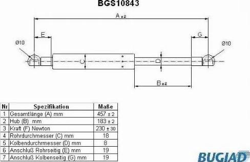 Bugiad BGS10843 - Газовая пружина, упор abcparts.ee