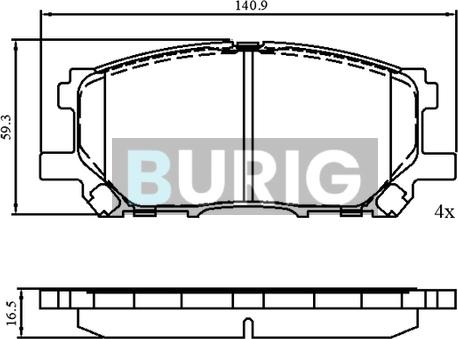 Burig B020621 - Тормозные колодки, дисковые, комплект abcparts.ee