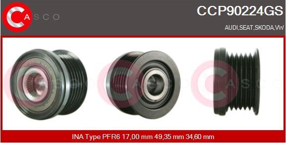 Casco CCP90224GS - Шкив генератора, муфта abcparts.ee