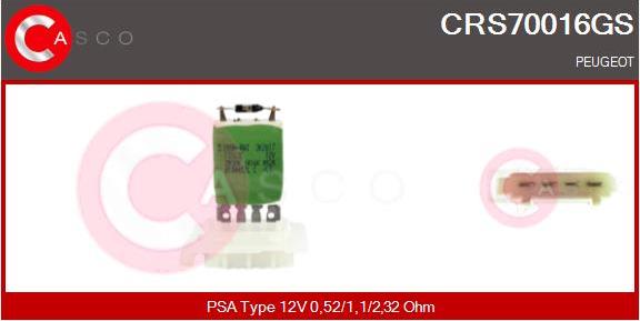 Casco CRS70016GS - Сопротивление, реле, вентилятор салона abcparts.ee