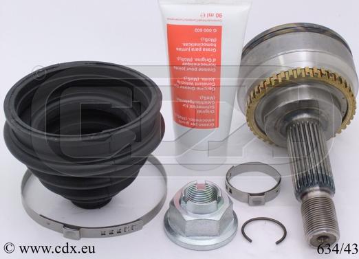 CDX 634/43 - Комплект ШРУСа, приводной вал, шарнир abcparts.ee