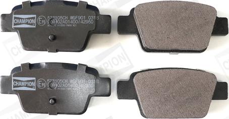 Champion 573105CH - Тормозные колодки, дисковые, комплект abcparts.ee