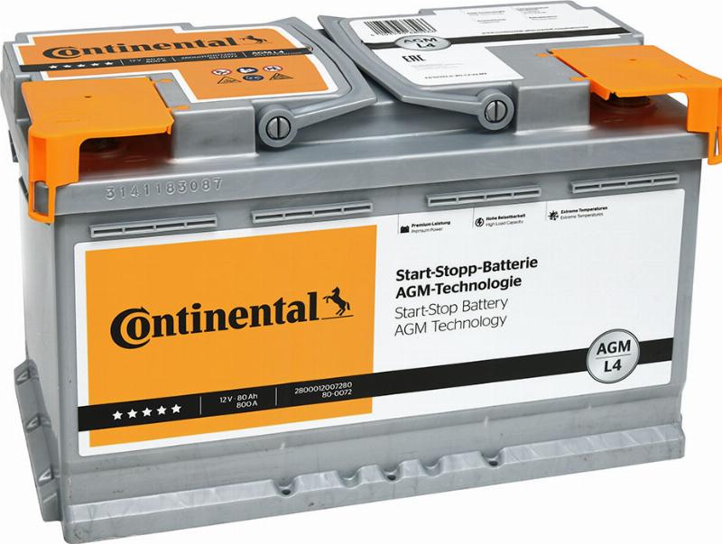 CONTINENTAL 2800012007280 - Стартерная аккумуляторная батарея, АКБ abcparts.ee