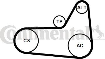 CONTINENTAL 6 PK 1180 K4 - Поликлиновый ременный комплект abcparts.ee