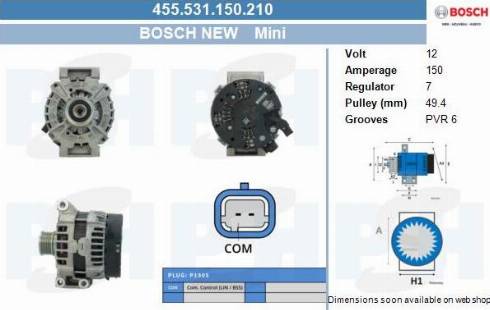 PSH 455.531.150.210 - Генератор abcparts.ee