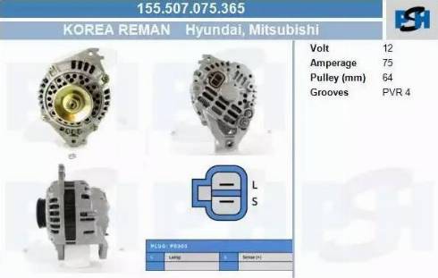 PSH 155.507.075.365 - Генератор abcparts.ee