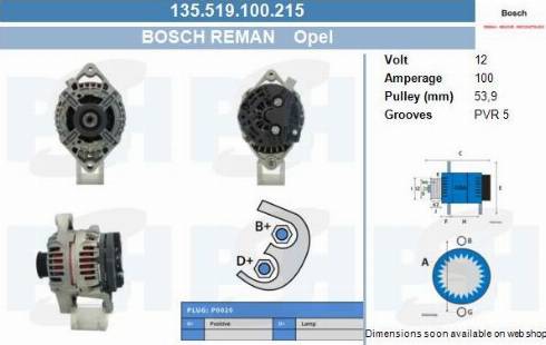 PSH 135.519.100.215 - Генератор abcparts.ee