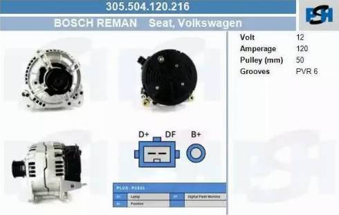 PSH 305.504.120.216 - Генератор abcparts.ee