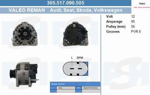 PSH 305.517.090.505 - Генератор abcparts.ee