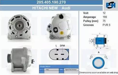 PSH 205.405.190.270 - Генератор abcparts.ee