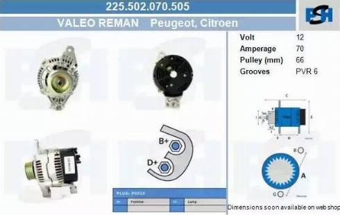 PSH 225.502.070.505 - Генератор abcparts.ee