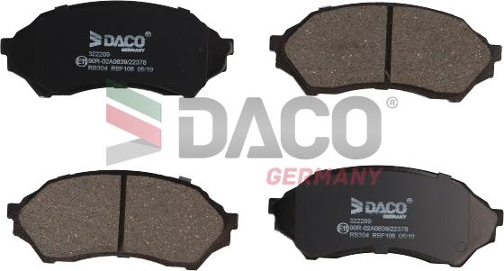 DACO Germany 322209 - Тормозные колодки, дисковые, комплект abcparts.ee