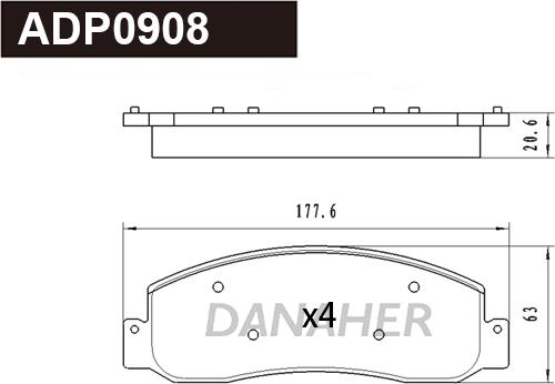 Danaher ADP0908 - Тормозные колодки, дисковые, комплект abcparts.ee